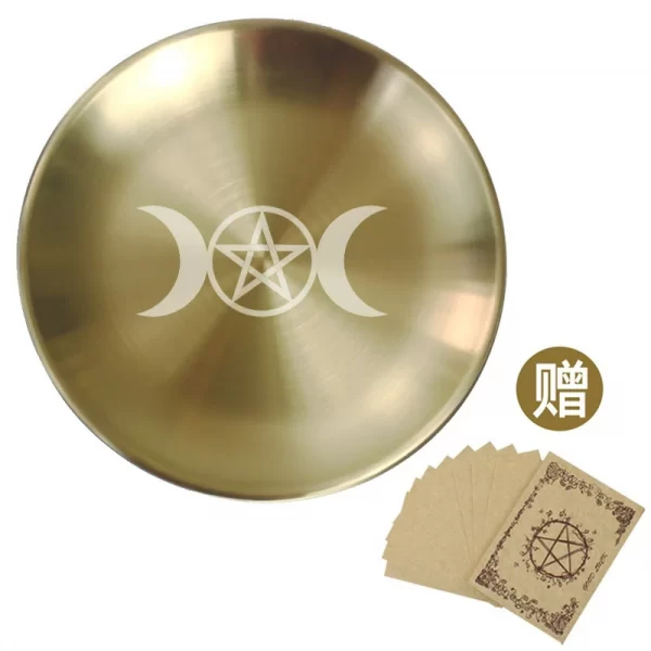 Three-phase Moon Pentagram Metatron Tarot Meditation Ceremony Metal Tray (11)