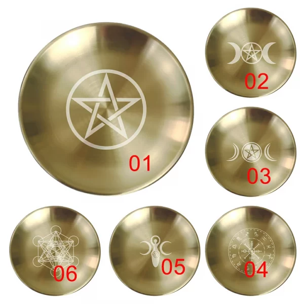Three-phase Moon Pentagram Metatron Tarot Meditation Ceremony Metal Tray (16)