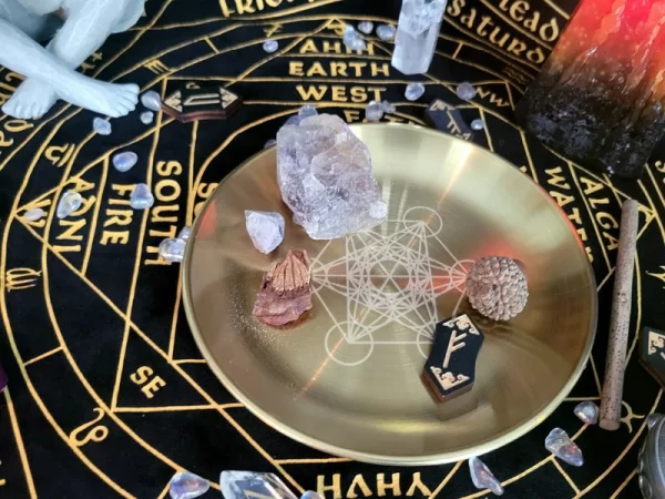 Three-phase Moon Pentagram Metatron Tarot Meditation Ceremony Metal Tray (20)