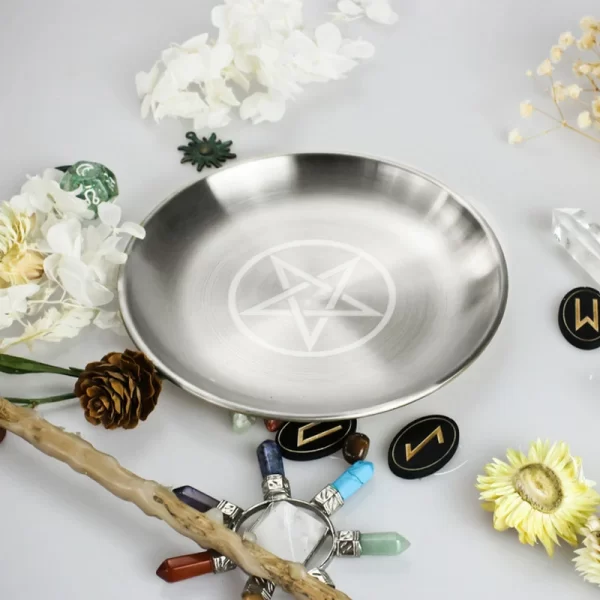 Three-phase Moon Pentagram Metatron Tarot Meditation Ceremony Metal Tray (21)