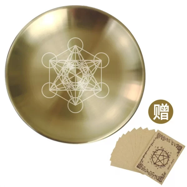 Three-phase Moon Pentagram Metatron Tarot Meditation Ceremony Metal Tray (4)