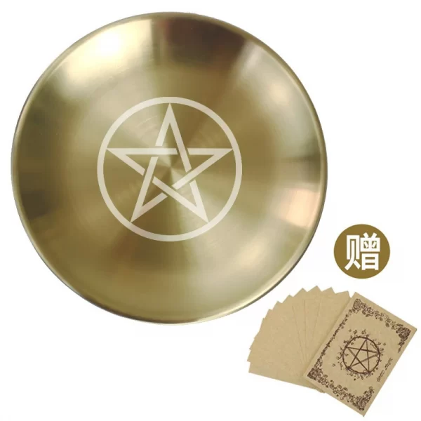 Three-phase Moon Pentagram Metatron Tarot Meditation Ceremony Metal Tray (6)
