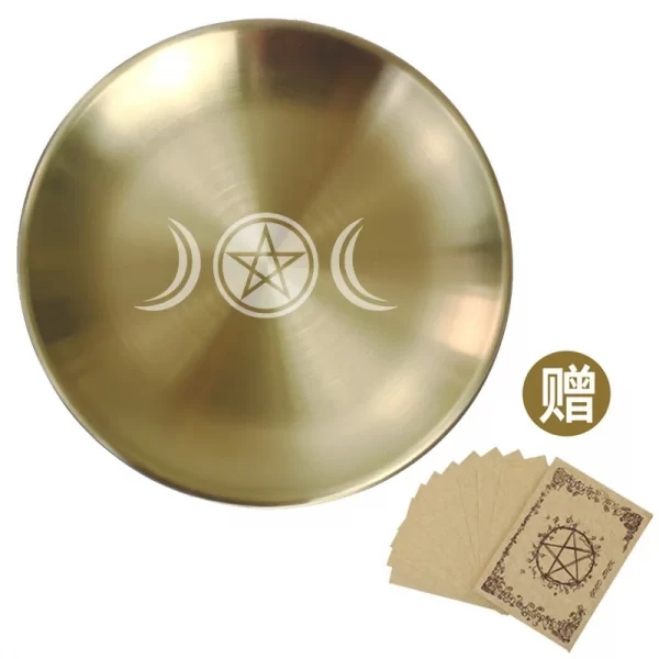 Three-phase Moon Pentagram Metatron Tarot Meditation Ceremony Metal Tray (7)