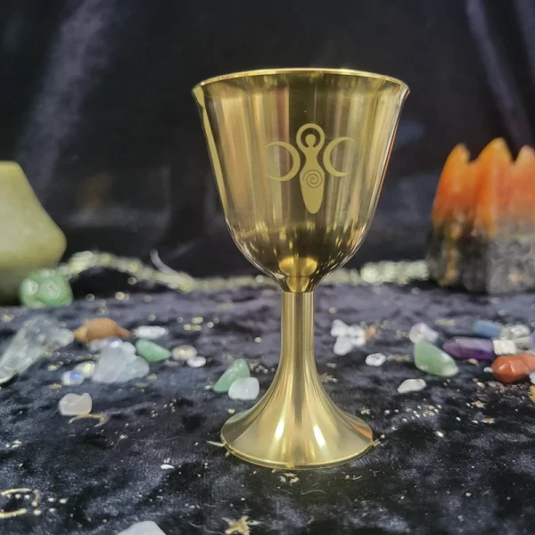 Three phase moon pentagram ornament cup water element Wicca ritual Holy Grail copper Holy Grail brass cup tarot supplies (10)
