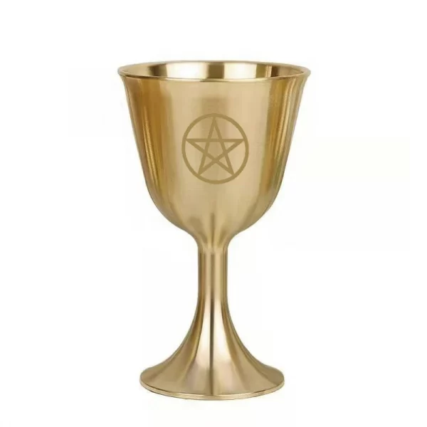 Three phase moon pentagram ornament cup water element Wicca ritual Holy Grail copper Holy Grail brass cup tarot supplies (17)