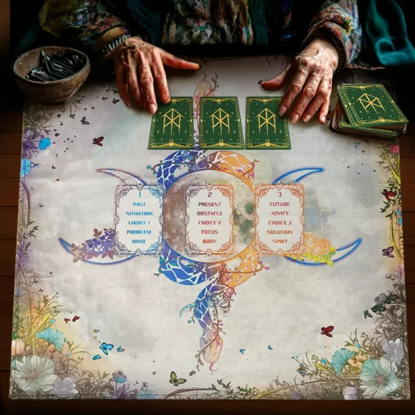 Velvet Tarot Card Tablecloth Serpentine Tablecloth Colorful Velvet Tablecloth Past Present Future Card Interpretation Ceremony Cloth (7)