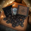 Woodcut Runes Symbol Set Carving Push Pull Wooden Box Like Niven Set Black Symbol Runes Like Niven (16)