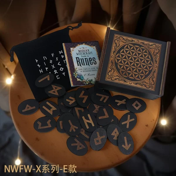 Woodcut Runes Symbol Set Carving Push Pull Wooden Box Like Niven Set Black Symbol Runes Like Niven (7)