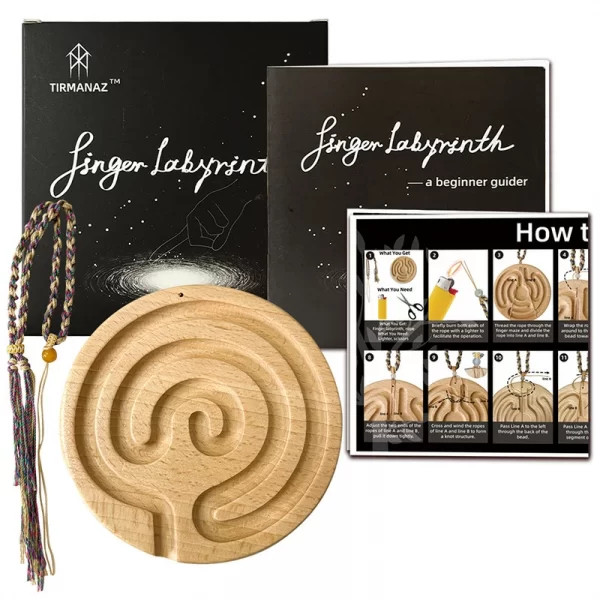 Wooden Finger Maze Breathing Board Finger Labyrinth Meditation Ceremony Stress Relieving Finger Disk Wooden (11)