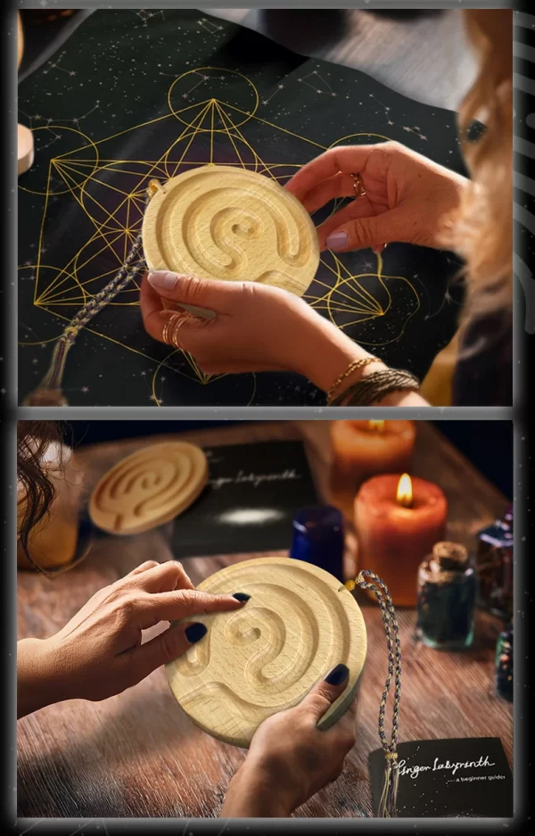 Wooden Finger Maze Breathing Board Finger Labyrinth Meditation Ceremony Stress Relieving Finger Disk Wooden (12)
