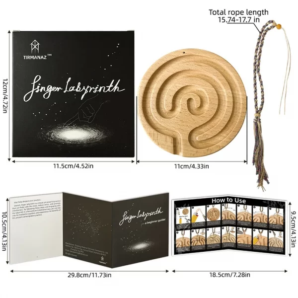 Wooden Finger Maze Breathing Board Finger Labyrinth Meditation Ceremony Stress Relieving Finger Disk Wooden (4)