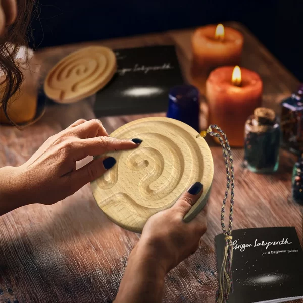 Wooden Finger Maze Breathing Board Finger Labyrinth Meditation Ceremony Stress Relieving Finger Disk Wooden (6)