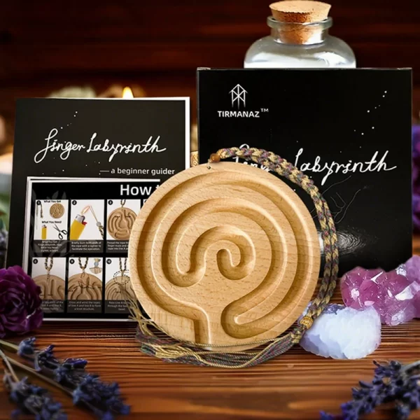 Wooden Finger Maze Breathing Board Finger Labyrinth Meditation Ceremony Stress Relieving Finger Disk Wooden (7)