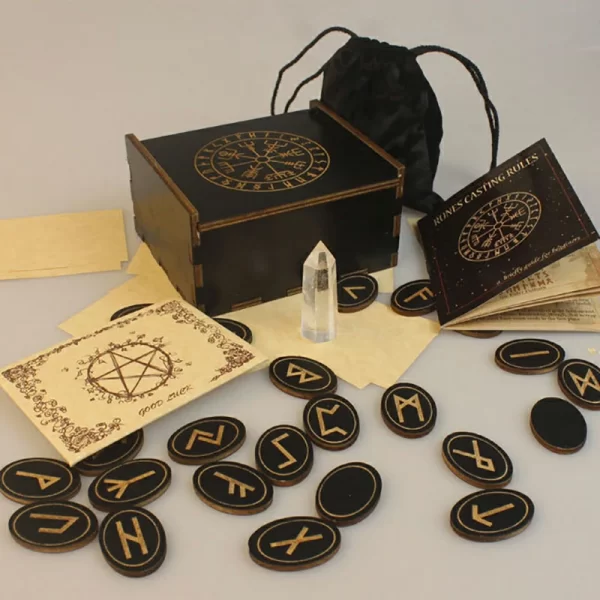 Wooden Witch Runes Set with Instruction Manual and Cloth Bag - 25PCS (11)