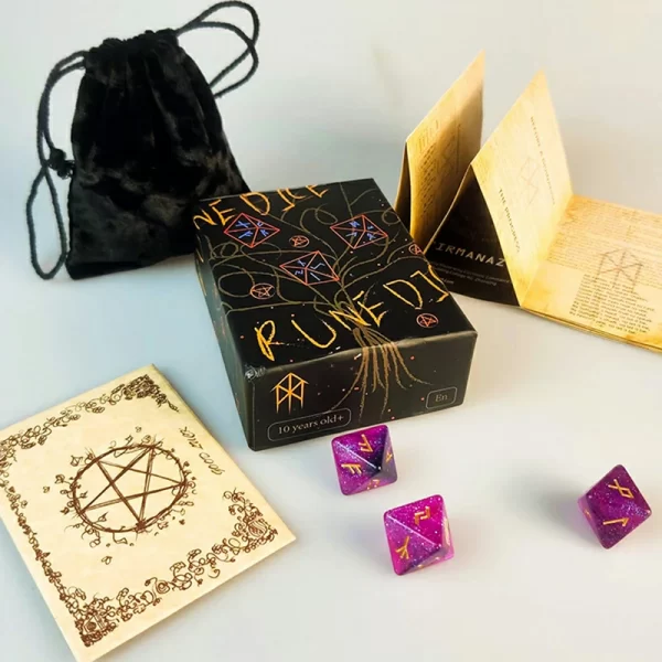 rune letter dice, eight sided dice, Viking rune dice, multi-faceted dice, resin rune dice, including instruction manual (11)