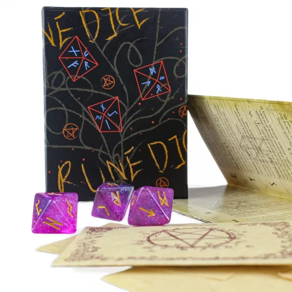 rune letter dice, eight sided dice, Viking rune dice, multi-faceted dice, resin rune dice, including instruction manual (2)