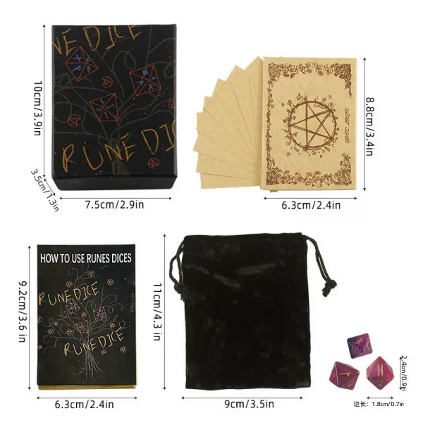 rune letter dice, eight sided dice, Viking rune dice, multi-faceted dice, resin rune dice, including instruction manual (3)