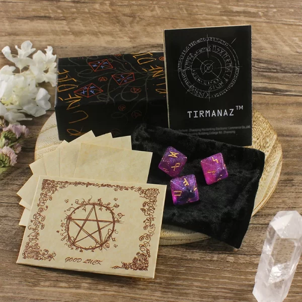 rune letter dice, eight sided dice, Viking rune dice, multi-faceted dice, resin rune dice, including instruction manual (4)