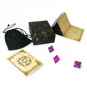 rune letter dice, eight sided dice, Viking rune dice, multi-faceted dice, resin rune dice, including instruction manual