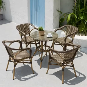 Vine Chair Coffee Shop Milk Tea Shop Outdoor Table and Chair Courtyard Vine Weaving Furniture Hotel Aluminum Alloy Outdoor Chair