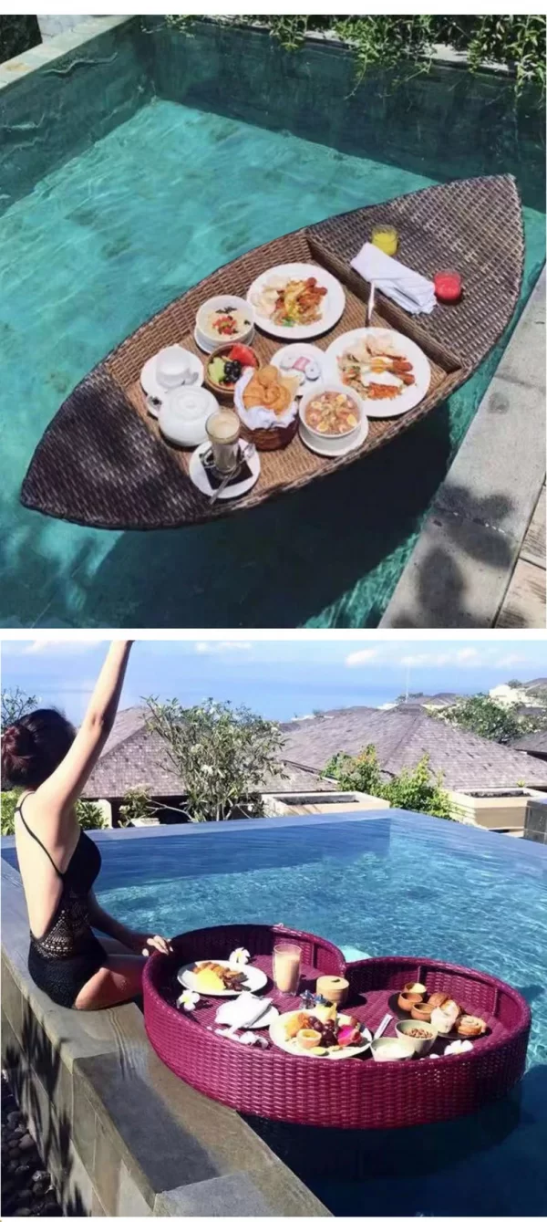 Furniture rattan floating tray, fruit platter (8)