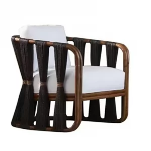 Modern outdoor rattan sofa, courtyard waterproof model room, homestay balcony leisure, single rattan chair, backrest leisure chair