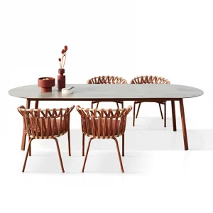 Nordic outdoor dining chairs, rattan woven leisure rattan chairs, courtyard balconies, outdoor outdoor waterproof table and chair combinations