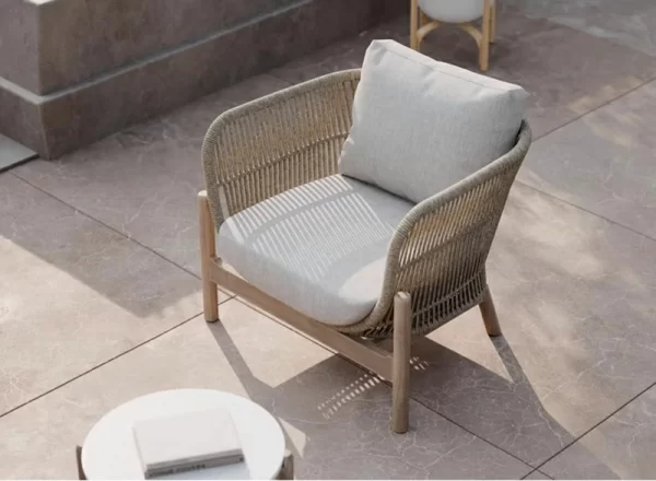 Nordic solid wood outdoor leisure rattan anti-corrosion wood sofa (10)