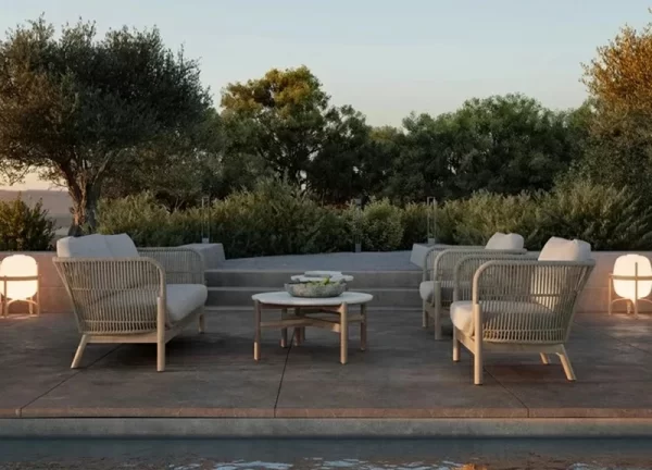 Nordic solid wood outdoor leisure rattan anti-corrosion wood sofa (5)