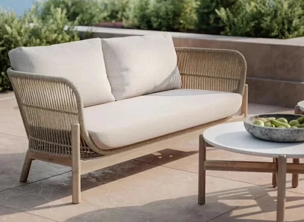 Nordic solid wood outdoor leisure rattan anti-corrosion wood sofa (7)