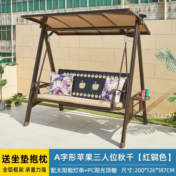 Outdoor Swing Garden Villa Courtyard Solar Light Rocking Chair (10)