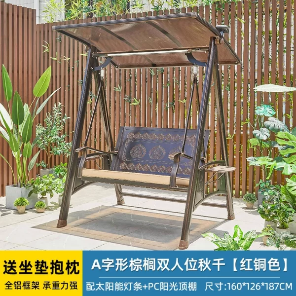 Outdoor Swing Garden Villa Courtyard Solar Light Rocking Chair (12)