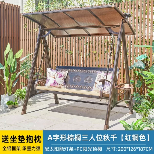 Outdoor Swing Garden Villa Courtyard Solar Light Rocking Chair (13)