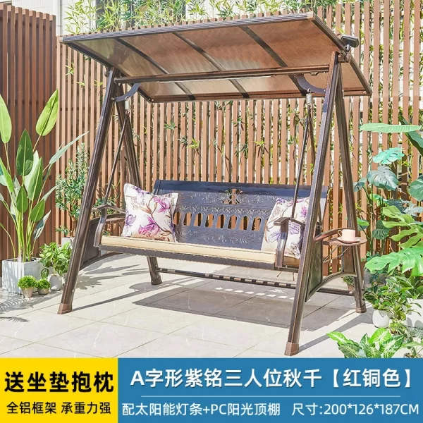 Outdoor Swing Garden Villa Courtyard Solar Light Rocking Chair (15)