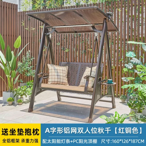Outdoor Swing Garden Villa Courtyard Solar Light Rocking Chair (19)