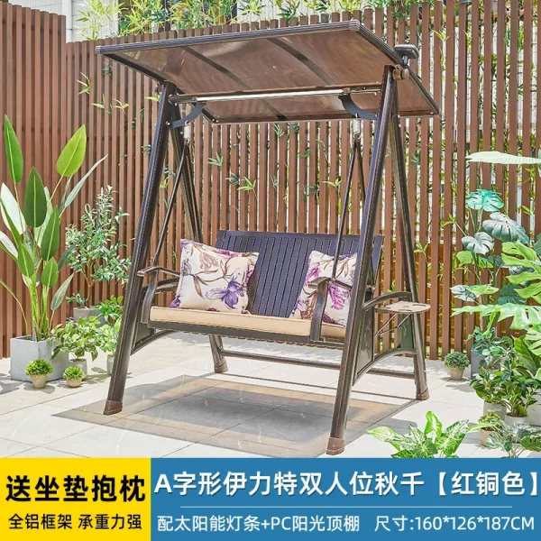 Outdoor Swing Garden Villa Courtyard Solar Light Rocking Chair (20)