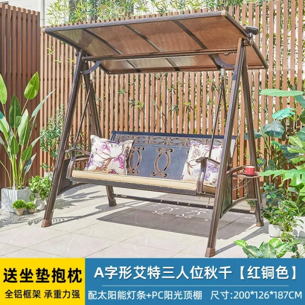 Outdoor Swing Garden Villa Courtyard Solar Light Rocking Chair (5)