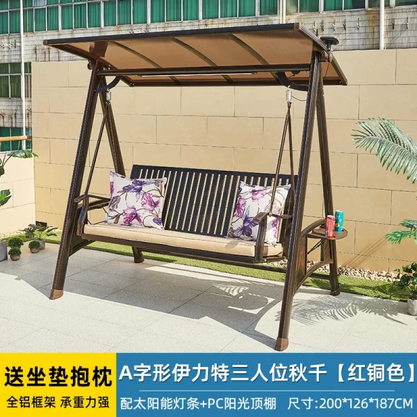 Outdoor Swing Garden Villa Courtyard Solar Light Rocking Chair (6)