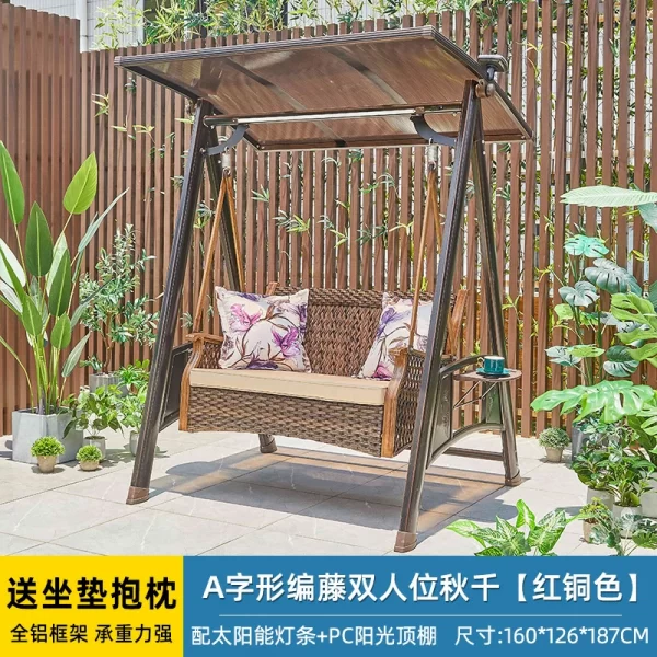Outdoor Swing Garden Villa Courtyard Solar Light Rocking Chair (8)