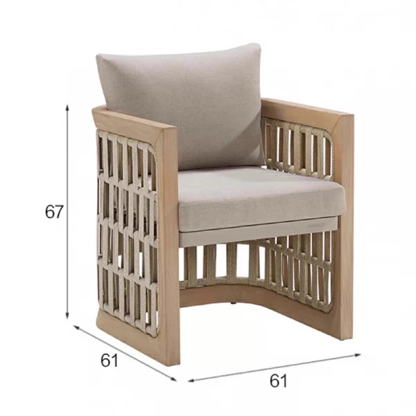 Outdoor Teak Vine Weaving Table and Chair (1)