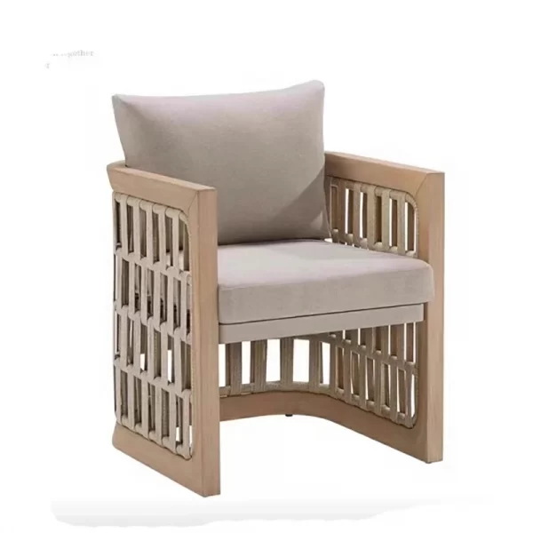 Outdoor Teak Vine Weaving Table and Chair (10)