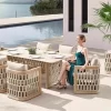 Outdoor Teak Vine Weaving Table and Chair (12)