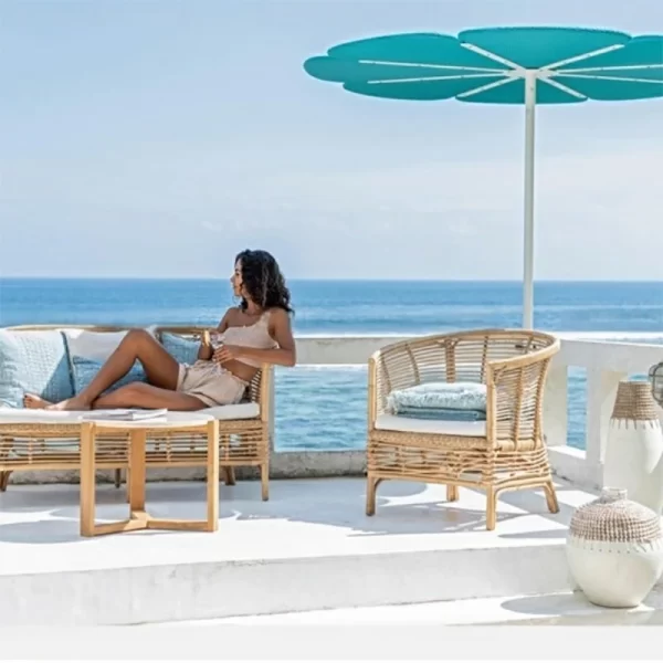 Outdoor Umbrella Vine Weaving Petal Sunshade Umbrella (8)