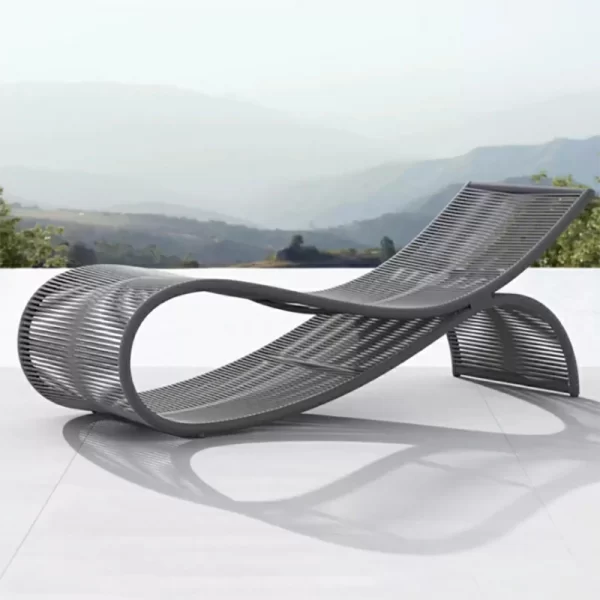 Outdoor bedding, hotel pool, rattan woven outdoor lounge chair furniture (3)