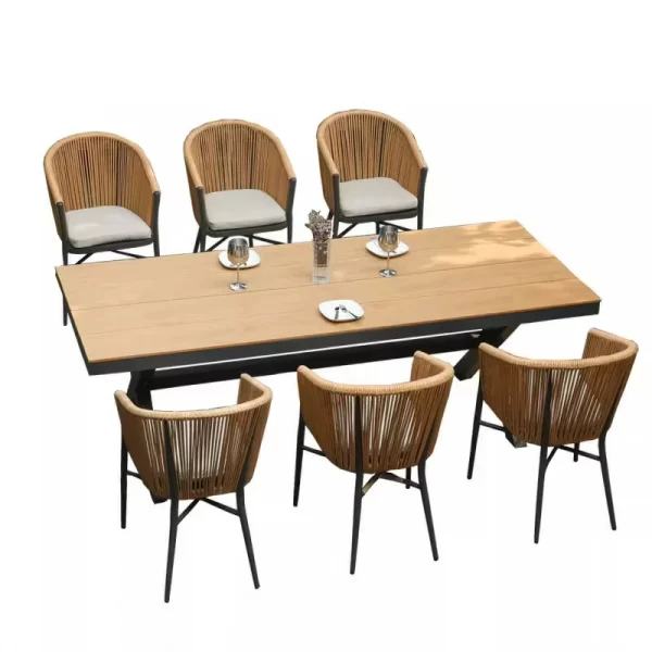 Outdoor courtyard tables and chairs, plastic wood (1)