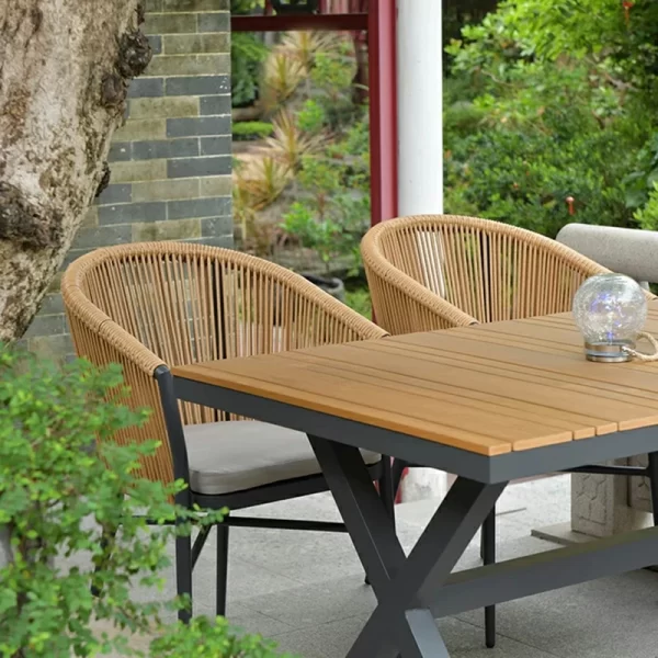 Outdoor courtyard tables and chairs, plastic wood (10)