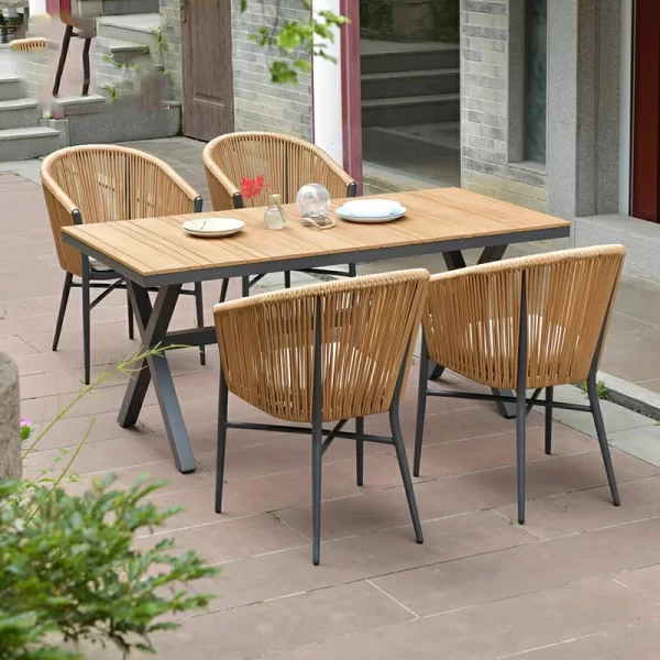 Outdoor courtyard tables and chairs, plastic wood (16)