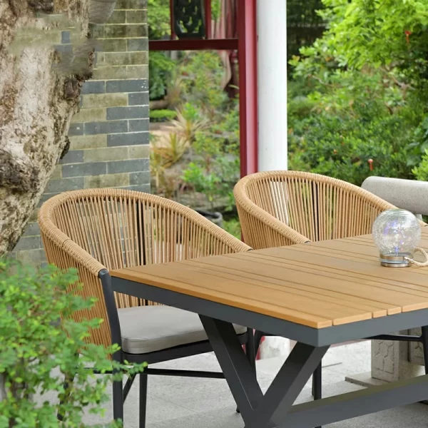 Outdoor courtyard tables and chairs, plastic wood (17)