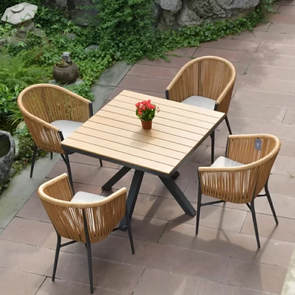 Outdoor courtyard tables and chairs, plastic wood (18)