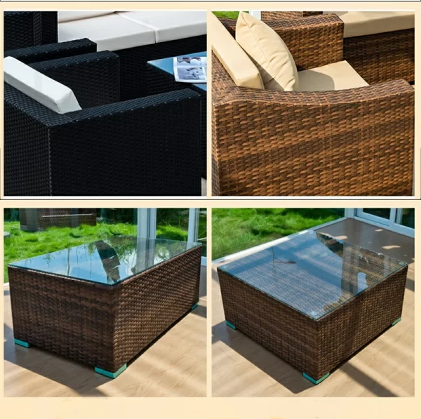 Outdoor furniture rattan sofa Nordic rattan woven sofa (11)